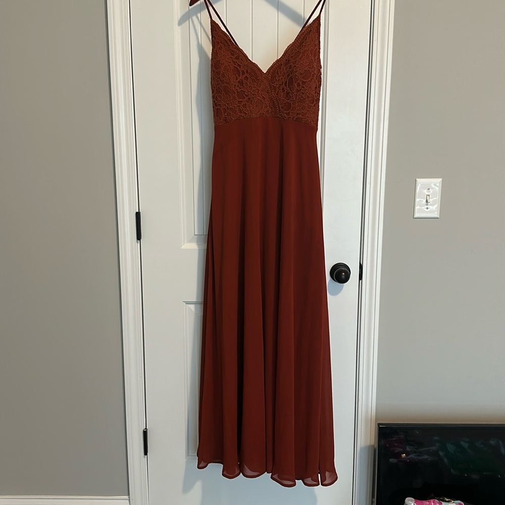 Bill levkoff bridesmaid dress style 1702 in rust